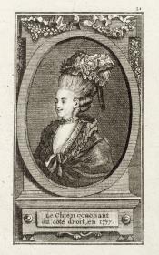 Pariser Coeffuren: Le chien couchant du côté droit, en 1777