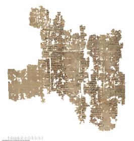 Hieratischer Papyrus mit einer Liste von Tempelland-Pächtern zur Steuererhebung (Pap. Berlin P 23251/02 + P 23252 + P 23253)