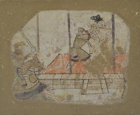 Bimbisaras Gefangennahme (Szene aus der Amitayurdhyana Sutra)