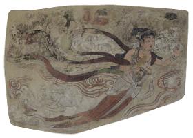 Blumenstreuender Apsaras - fliegende Figur