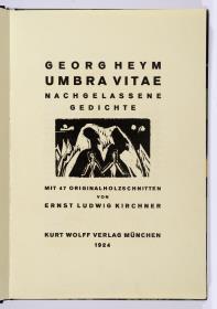 Titelblatt. Georg Heym, Umbra Vitae, München 1924