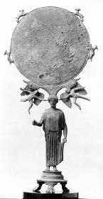 Frühklassischer Standspiegel mit einer Statuette der Aphrodite als Stützfigur