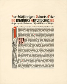 Zur 500jährigen Geburts-Feier Johannes Gutenbergs