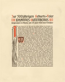 Zur 500jährigen Geburts-Feier Johannes Gutenbergs