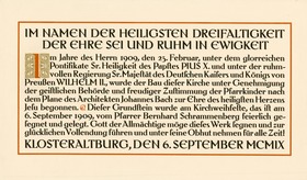 Urkunde zum Gedenken an die Grundsteinlegung der katholischen Kirche zu Klosteraltburg am 23.02.1909