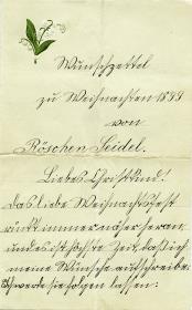 Wunschzettel Zu Weihnachten 1899 von Röschen Seidel.