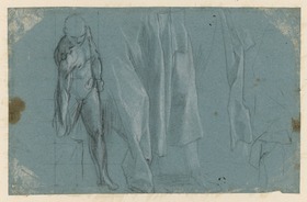 Aktstudie einer männlichen Figur, Gewandstudie, Draperie