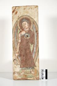 Votivtafel mit stehendem Buddha und Stifterfigur