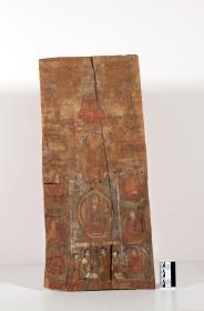Votivtafel - Buddhas, Stupas und Stiftergruppe