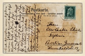 Postkarte von Franz Marc an Else Lasker-Schüler