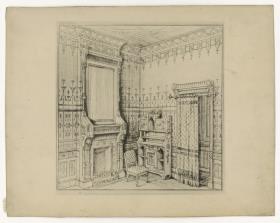 Kaminzimmer mit Sekretärschrank