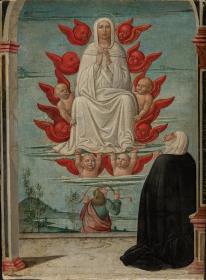 Die Himmelfahrt Mariae mit dem heiligen Thomas, den Gürtel empfangend, und der heiligen Katharina von Siena