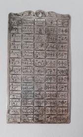 eine von zwei Deckplatten eines Notizbüchleins in Gestalt eines immerwährenden Kalenders