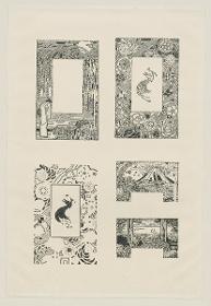 Illustrationen mit zum Teil freiem Textfeld zu Lafcadio Hearns Büchern über Japan